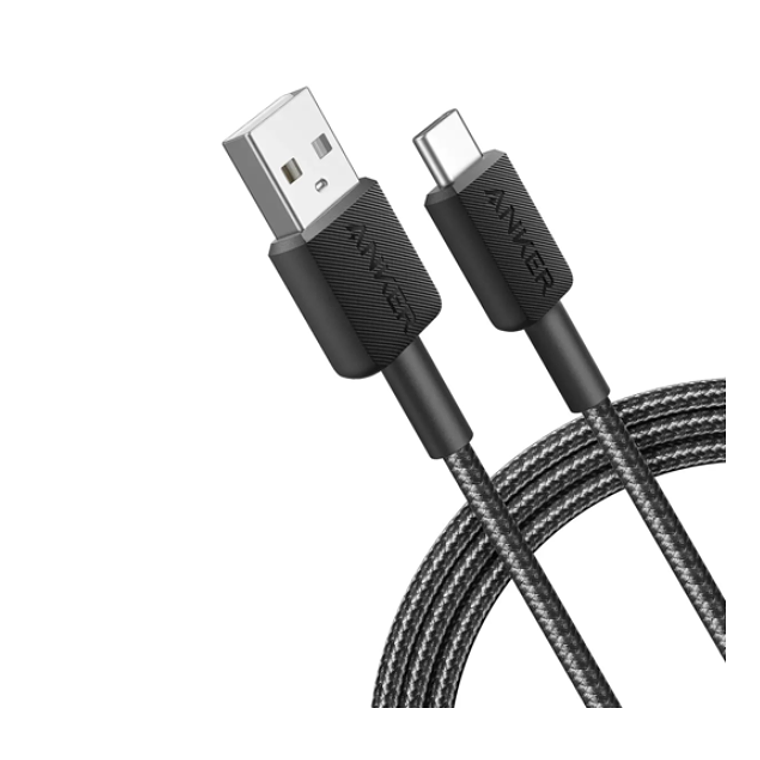 Cable trenzado Anker 322 PowerLine USB-A a USB-C, 1.8 m, 60W, Color Negro 1