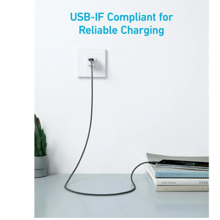 Cable trenzado Anker 322 PowerLine USB-A a USB-C, 1.8 m, 60W, Color Negro 4