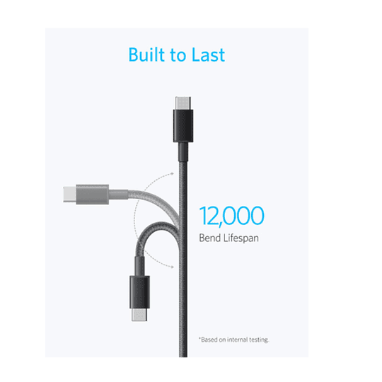 Cable trenzado Anker 322 PowerLine USB-C a USB-C, 1 m, 60 W, Color Negro