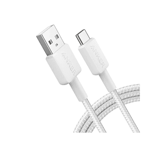 Cable trenzado Anker 322 PowerLine USB-A a USB-C, 1.8 m, 60W, Color Blanco
