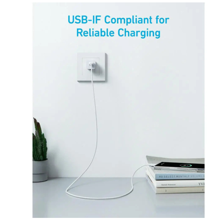 Cable trenzado Anker 322 PowerLine USB-A a USB-C, 1.8 m, 60W, Color Blanco 4