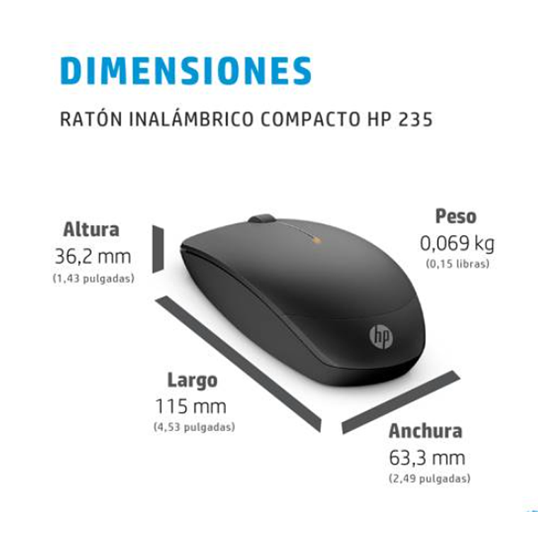 Mouse inalámbrico HP 235 Slim 4E407AA, 1600 DPI, USB-A, Color Negro 7