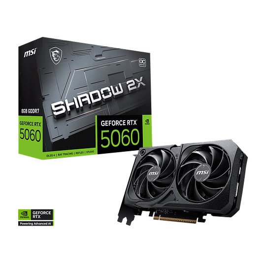 Tarjeta de Video MSI NVIDIA GeForce RTX 5060 SHADOW 2X OC, 8GB GDDR7, 128-bit, PCI-e 5.0