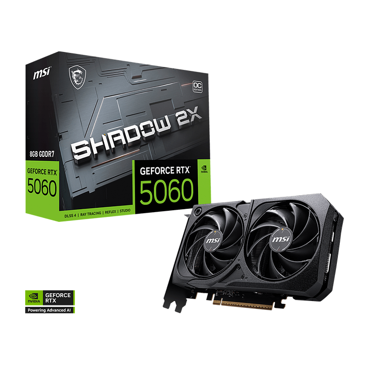 Tarjeta de Video MSI NVIDIA GeForce RTX 5060 SHADOW 2X OC, 8GB GDDR7, 128-bit, PCI-e 5.0 1