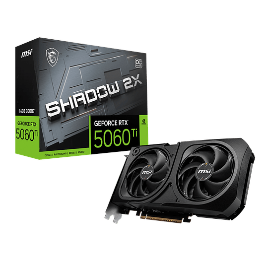 Tarjeta de Video MSI GeForce RTX 5060 Ti SHADOW 2X OC PLUS de 16GB GDDR7