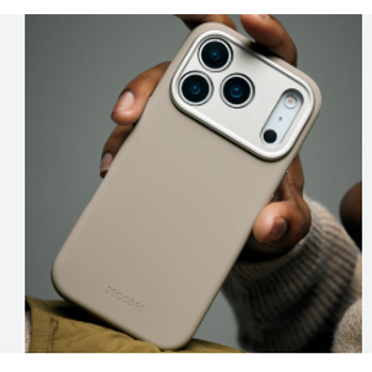 Funda silicona antimicrobiana iPhone 17 Pro Max Decoded taupe suave 2