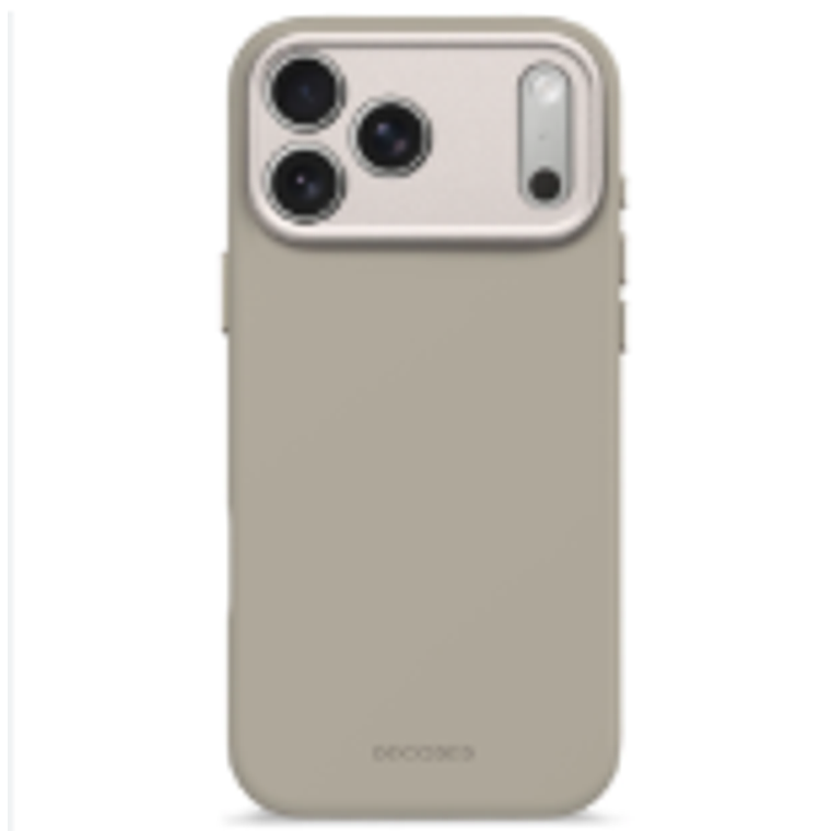 Funda silicona antimicrobiana iPhone 17 Pro Max Decoded taupe suave 5