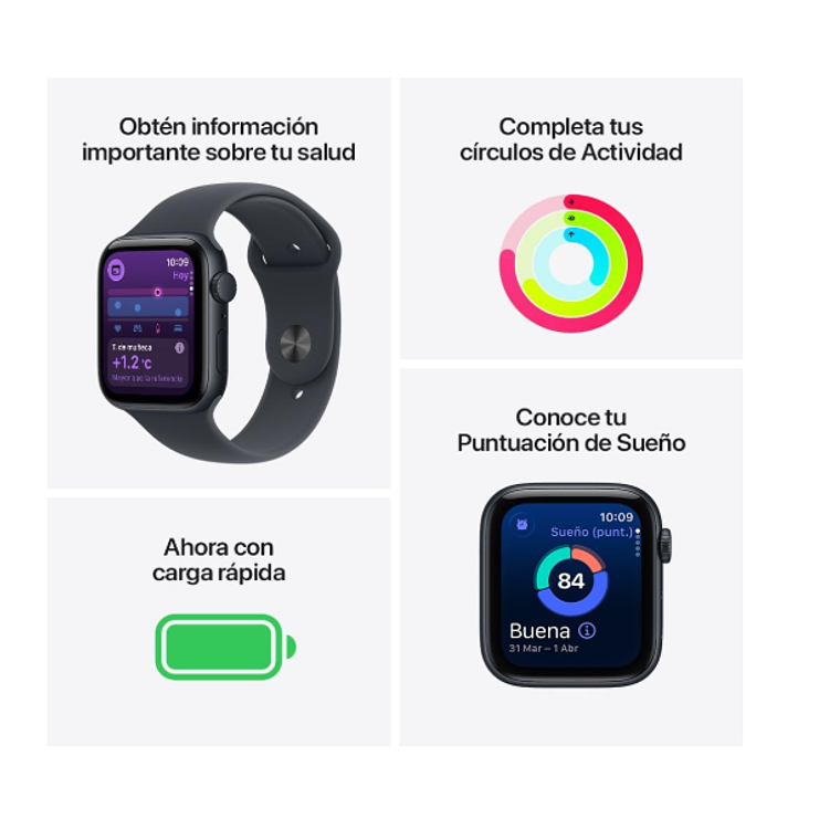 Apple Watch SE 3 GPS 44mm Aluminio medianoche banda medianoche Sport S/M 2
