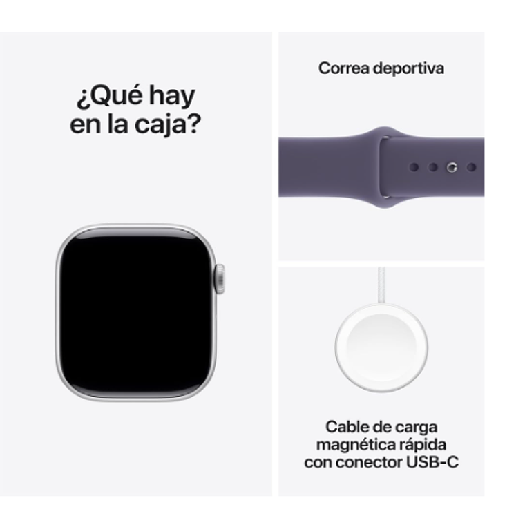 Apple Watch Series 11 GPS 42mm Aluminio plata banda Purple Fog Sport S/M 4