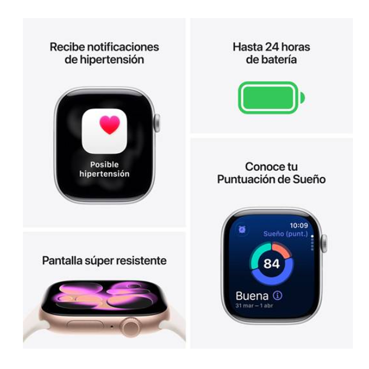 Apple Watch Series 11 GPS 42mm Aluminio plata banda Purple Fog Sport Band M/L 3