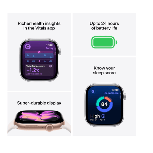 Apple Watch Series 11 GPS 46mm Aluminio plata banda Purple Fog Sport Band S/M