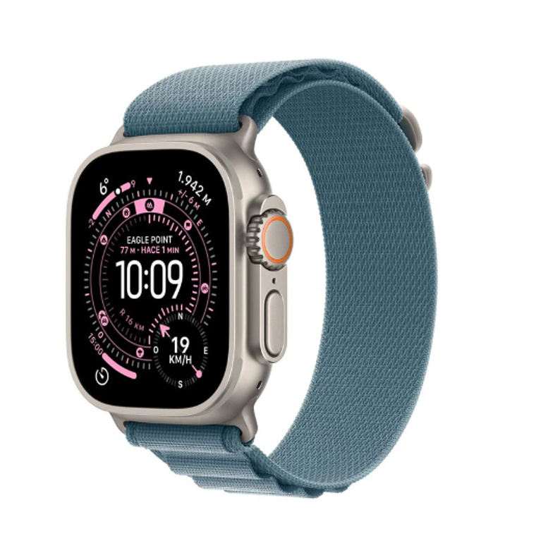 Apple Watch Ultra 3 GPS + Cellular 49mm titanio natural banda Light Blue Alpine Loop Large 1