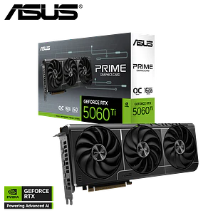Tarjeta de Video ASUS PRIME NVIDIA GeForce RTX 5060 Ti, 16GB GDDR7, 128-bit, PCI-e 5.0