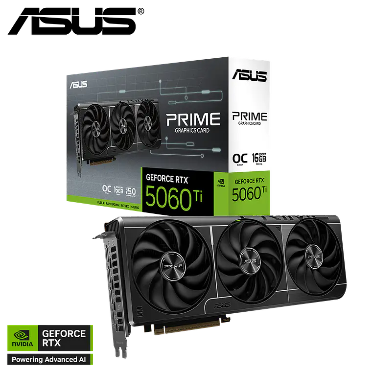 Tarjeta de Video ASUS PRIME NVIDIA GeForce RTX 5060 Ti, 16GB GDDR7, 128-bit, PCI-e 5.0 1