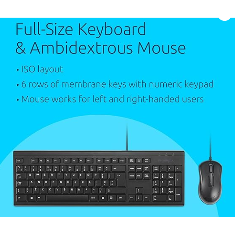 Teclado y Mouse con cable con cable KM 100 EQ-  Kensington 3