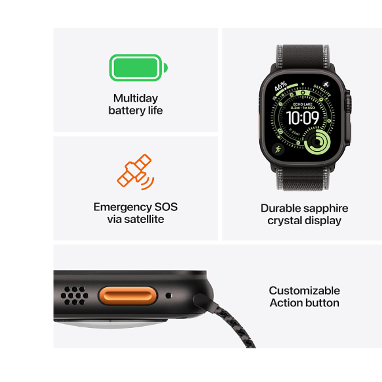 Apple Watch Ultra 3 GPS + Cellular 49mm titanio natural banda Anchor Blue Ocean Band 2