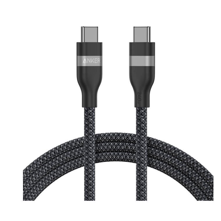 Cable Anker USB-C a USB-C 1.8m 240W Trenzado Negro para Carga Rápida 1