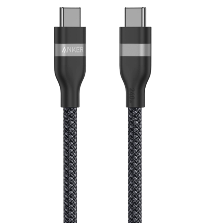 Cable Anker USB-C a USB-C 0.9m 240W Trenzado Negro para Carga Rápida 1