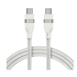 Cable Anker USB-C a USB-C 1.8m 240W Trenzado Blanco para Carga Rápida