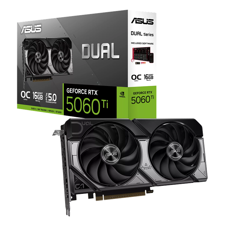 Tarjeta de Video ASUS Dual GeForce RTX 5060 Ti OC de 16GB GDDR7 PCIe 5.0 1