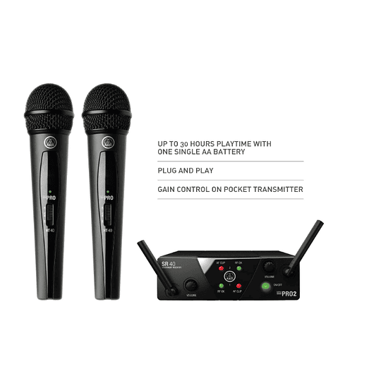 Micrófono Inalámbrico Dual AKG WMS40 Mini Vocal Set BD US45A/C