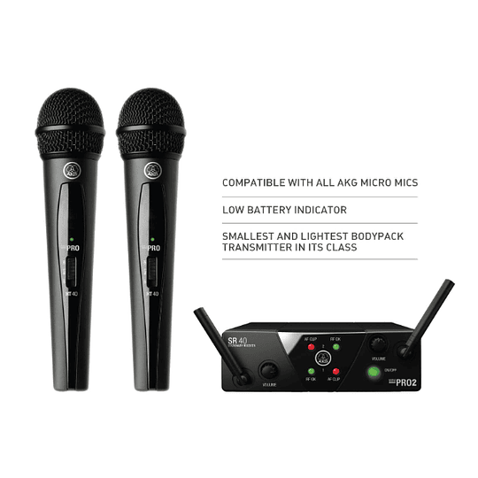 Micrófono Inalámbrico Dual AKG WMS40 Mini Vocal Set BD US45A/C