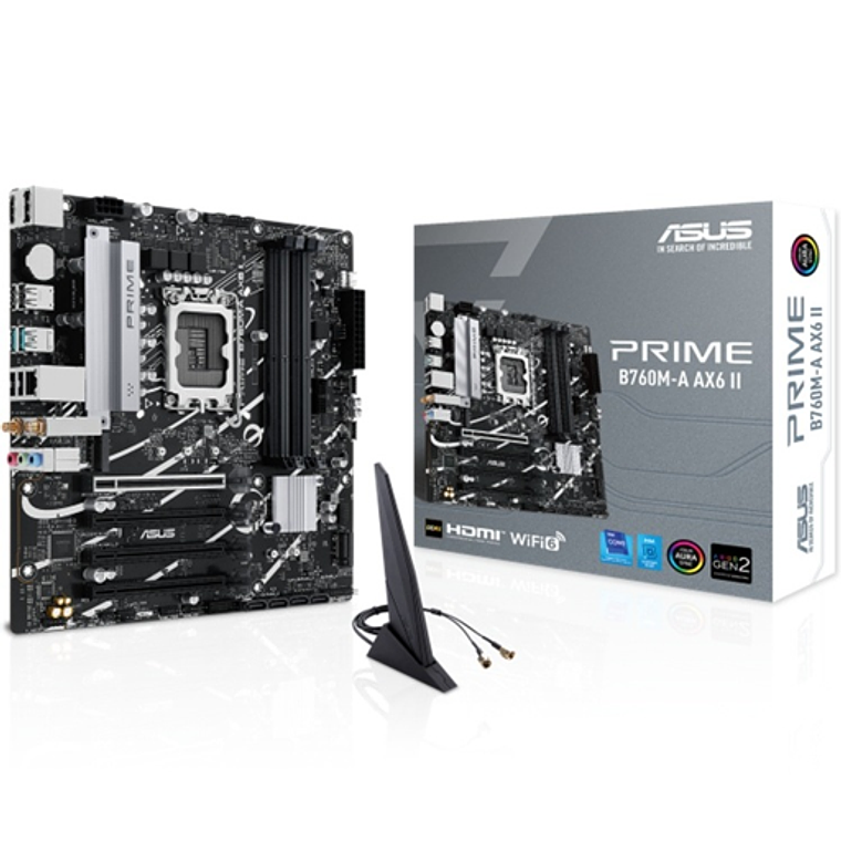 Placa madre Asus Prime B760M-A AX6 II (Socket LGA1700, 4x DDR5, Wi-Fi 6, Aura Sync RGB, Micro-ATX) 1