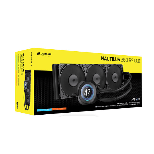 Refrigeración Líquida Corsair Nautilus 360 RS LCD (LGA1851/AM5, 120mm x3, 2000rpm, PWM, Negro)