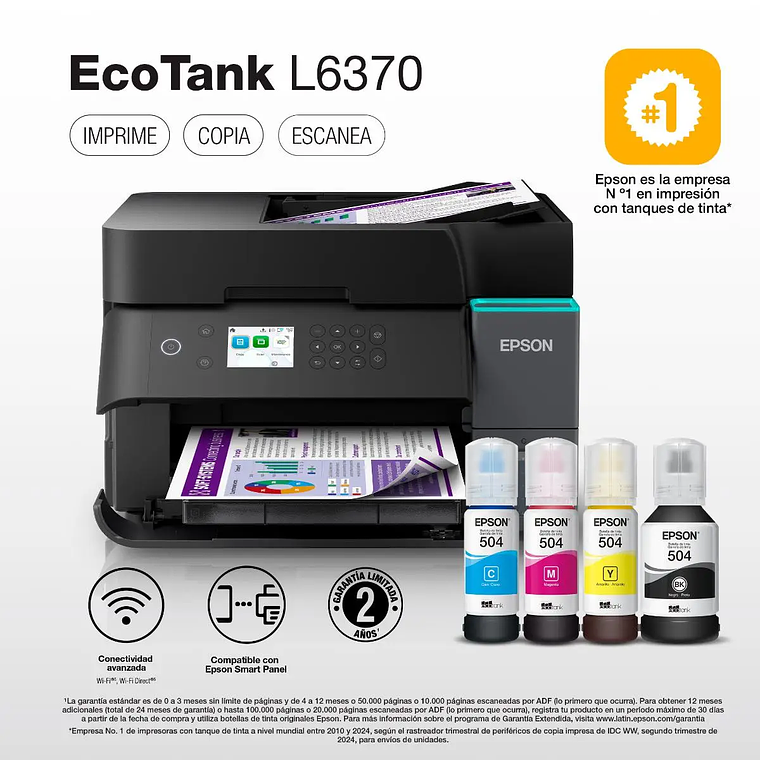Impresora Multifuncional Epson EcoTank L6370 | Color USB Wifi 10