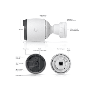 Cámara de red tipo bala para exteriores Ubiquiti UniFi G6 4K UHD con visión nocturna (blanca)