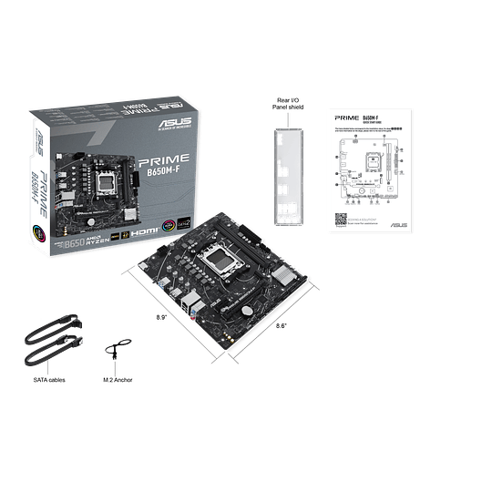 Placa Madre ASUS PRIME B650M-F, Socket AM5, 4x DDR5, 1x M.2, Gigabit Ethernet, m-ATX