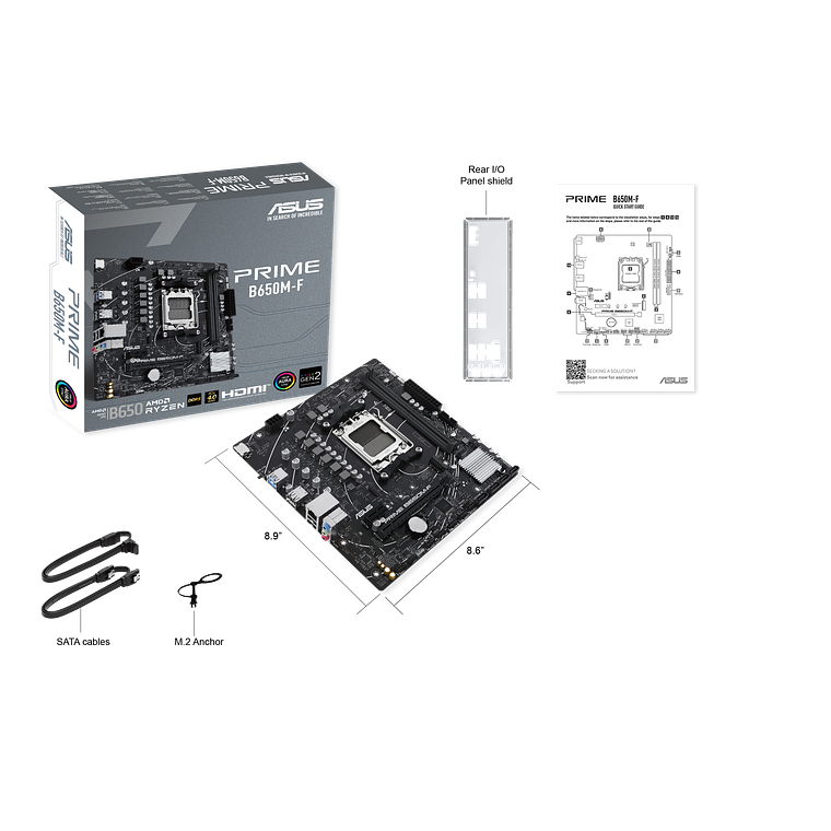 Placa Madre ASUS PRIME B650M-F, Socket AM5, 4x DDR5, 1x M.2, Gigabit Ethernet, m-ATX 6