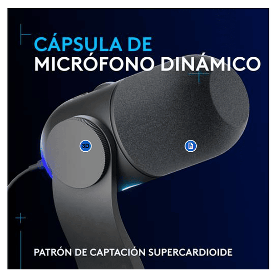 Micrófono Gamer Logitech G Yeti GX, RGB dinámico para gaming con LIGHTSYNC 