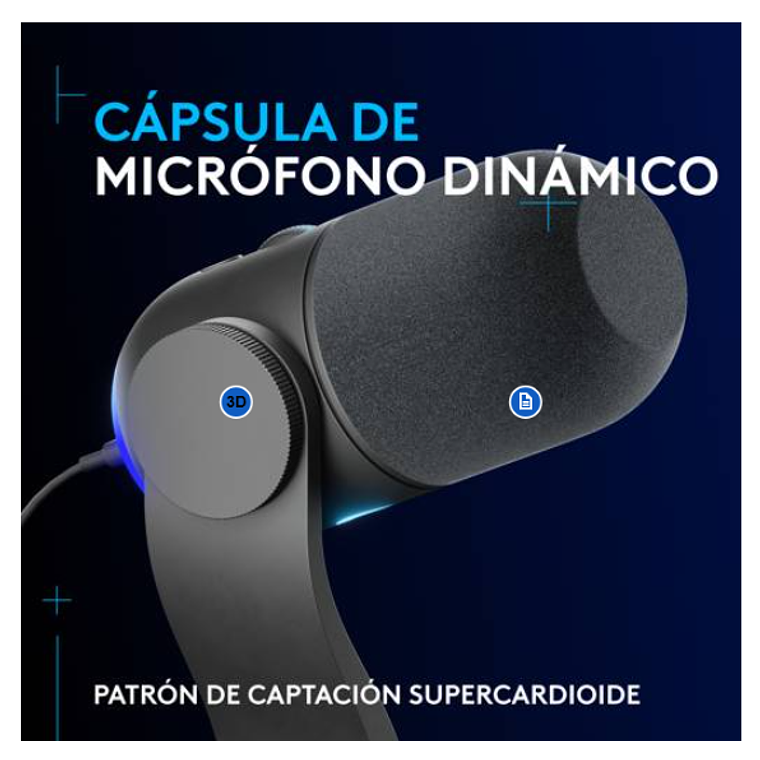 Micrófono Gamer Logitech G Yeti GX, RGB dinámico para gaming con LIGHTSYNC  5