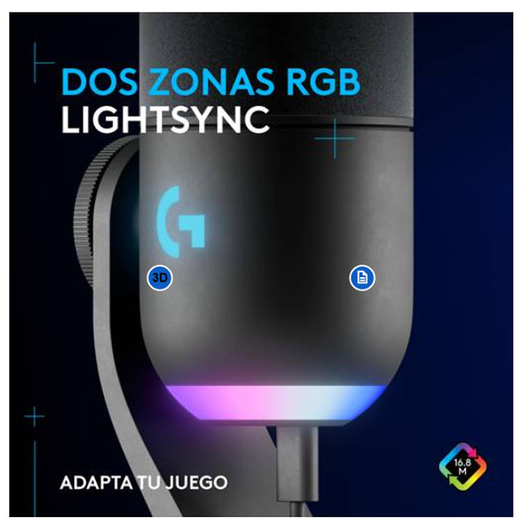 Micrófono Gamer Logitech G Yeti GX, RGB dinámico para gaming con LIGHTSYNC  6