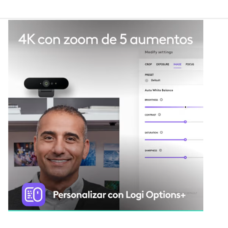 Cámara Video Conferencia Logitech Brio 4K Zoom digital: 5x Conect. USB-A o USB-C 6