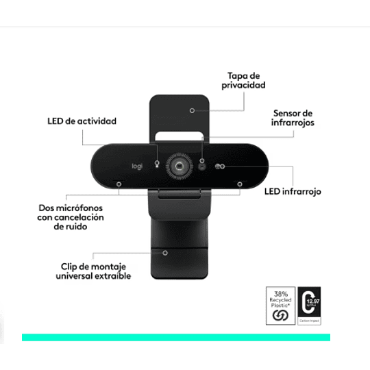 Cámara Video Conferencia Logitech Brio 4K Zoom digital: 5x Conect. USB-A o USB-C