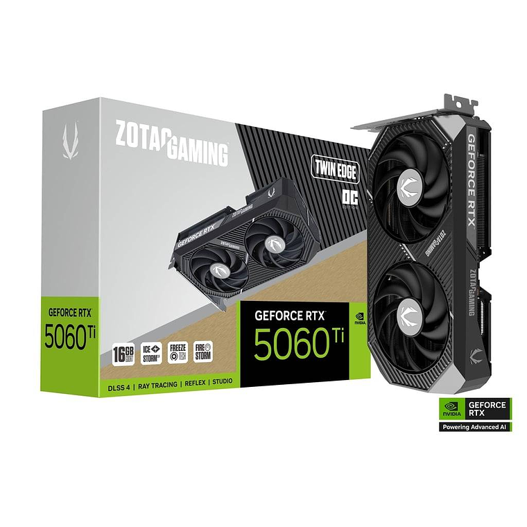 Tarjeta de Video ZOTAC GAMING NVIDIA GeForce RTX 5060 Ti 16GB Twin Edge OC, 16GB GDDR7, 128-bit 1