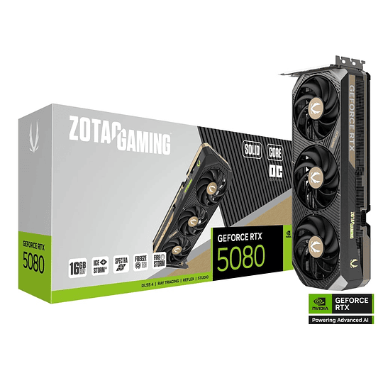 Tarjeta de video ZOTAC GAMING RTX 5080 SOLID CORE OC 16GB GDDR7