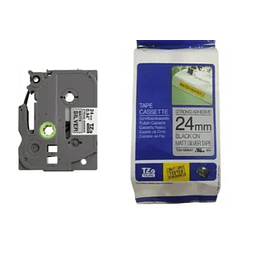 Cinta laminada Negra sobre Plata 24mm.