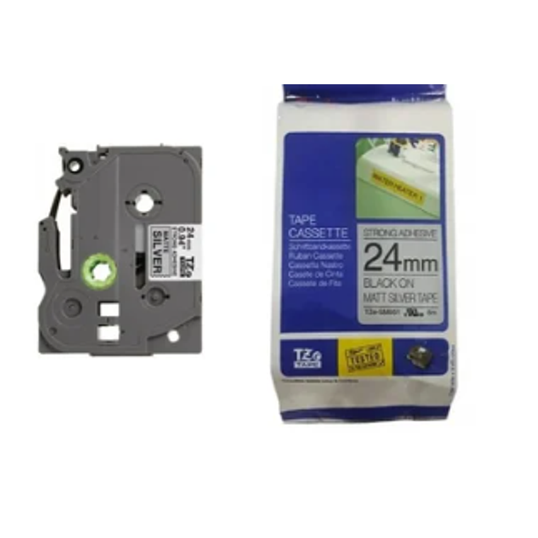 Cinta laminada Negra sobre Plata 24mm. 1