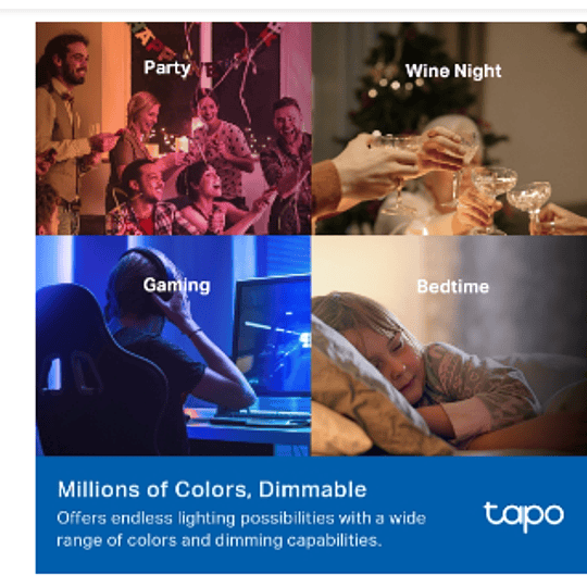 Ampolleta LED inteligente TP-Link Tapo L535E RGB multicolor con control por app