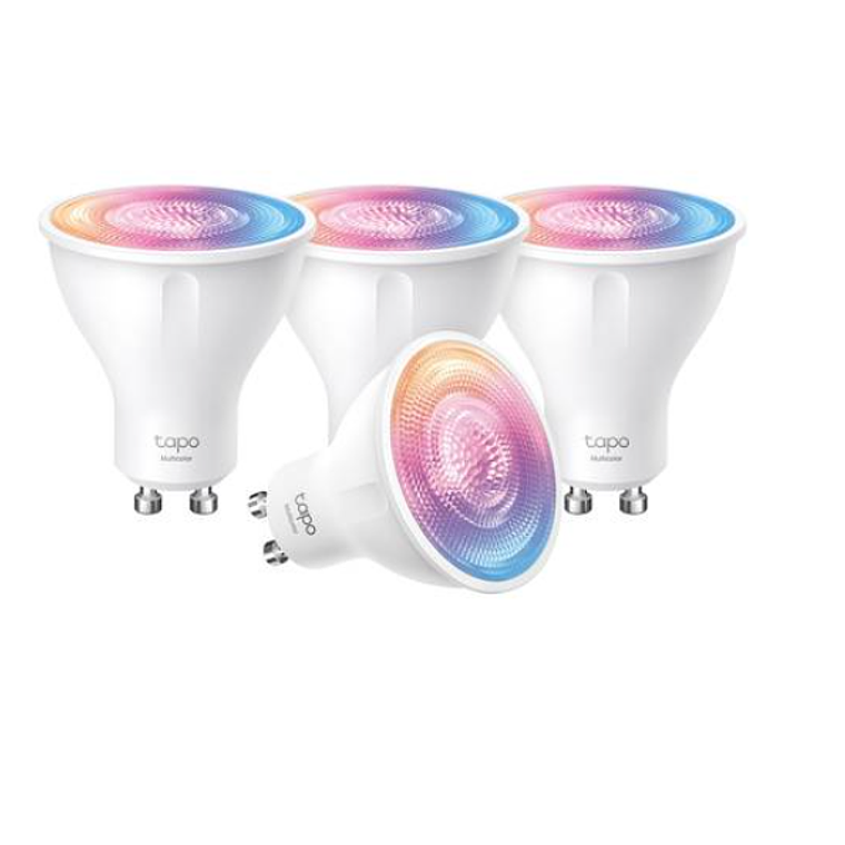 Pack 4 bombillas LED inteligentes TP-Link Tapo L630 GU10 RGB con control remoto 1