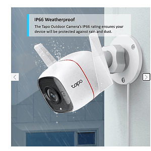 Cámara IP Tapo Wifi exterior 3MP visión nocturna de 30m audio bidireccional soporta almacenamiento de hasta 128GB 