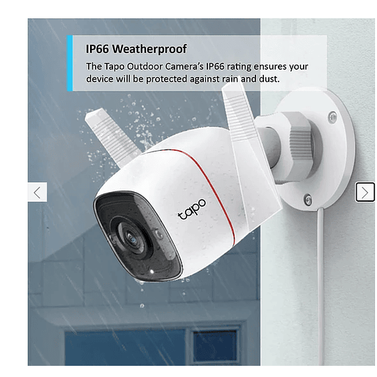 Cámara IP Tapo Wifi exterior 3MP visión nocturna de 30m audio bidireccional soporta almacenamiento de hasta 128GB 