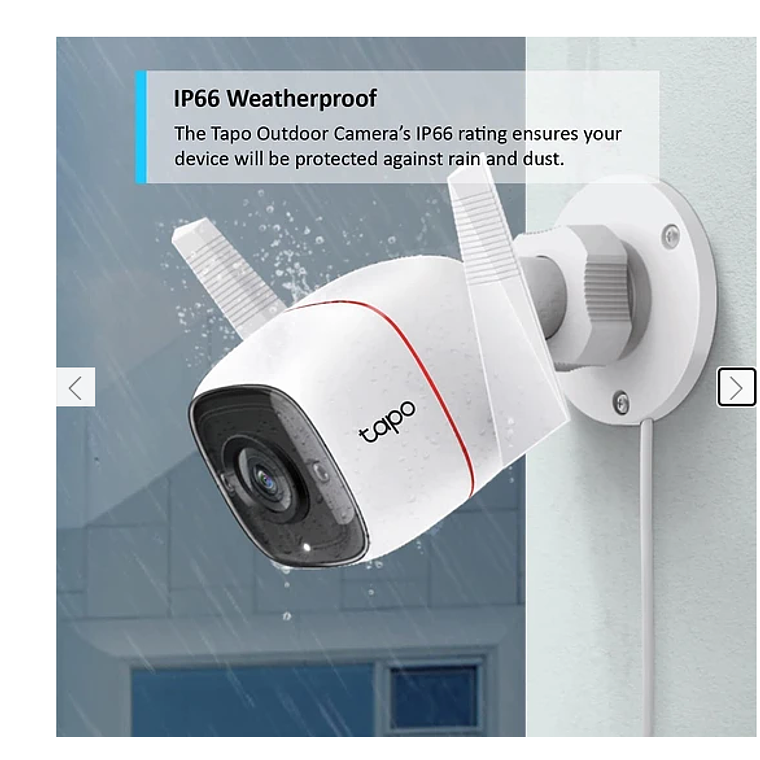 Cámara IP Tapo Wifi exterior 3MP visión nocturna de 30m audio bidireccional soporta almacenamiento de hasta 128GB  1