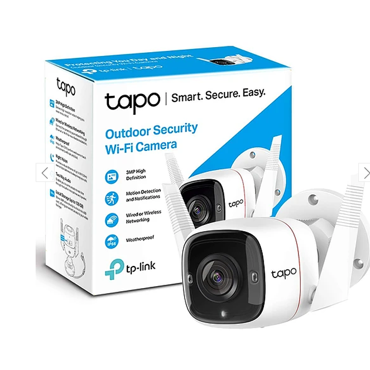 Cámara IP Tapo Wifi exterior 3MP visión nocturna de 30m audio bidireccional soporta almacenamiento de hasta 128GB  2