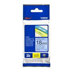Cinta laminada Brother (Texto negro sobre fondo azul 18mm)