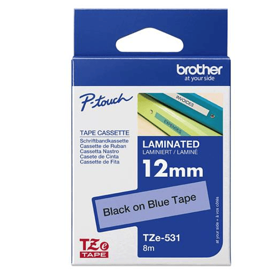 Cinta Brother TZe531 12mm Negro/Azul 8m 