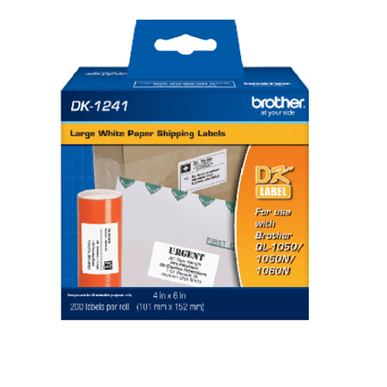 Etiquetas Grandes de Papel para Envíos Brother DK1241, Blanco, 101 x 152 mm (200 etiquetas) 1